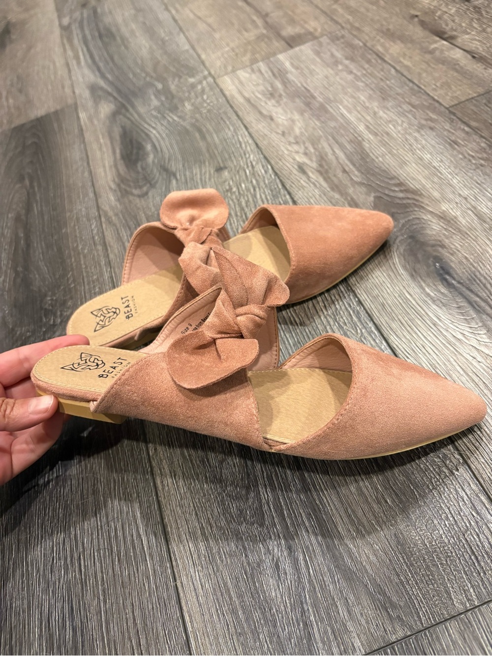 Blush Bow Pointed-Toe Mules